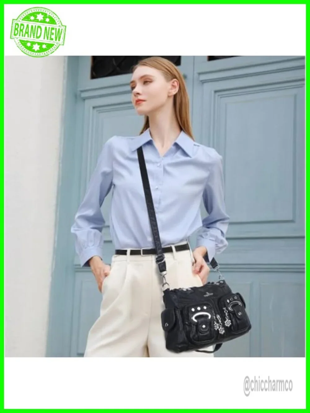 Washed Vegan Leather Small Hobo Shoulder Bag Multi-Pocket Crossbody Purse